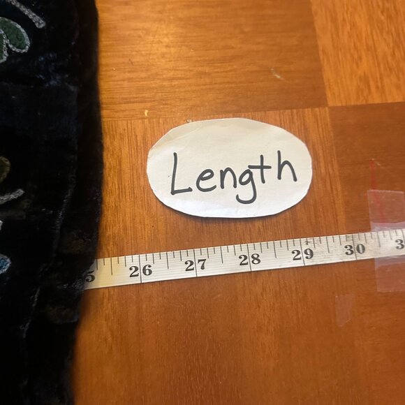 Sacred Threads Black Velvet Embroidered Floral Button-Up Jacket & Skirt M/L - Picture 5 of 13